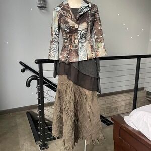 Ideology olive green midi skirt with gorgeous hem